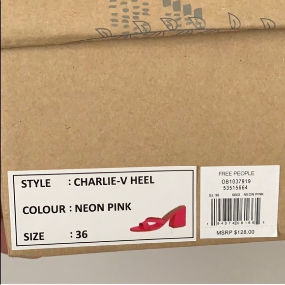 Free People Block Heel Slides Neon Pink - Picture 7 of 13